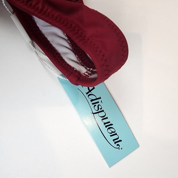 New Red Black Polka Dot One Piece Swimsuit 856 Cutouts Side Sash Size L - Picture 9 of 9